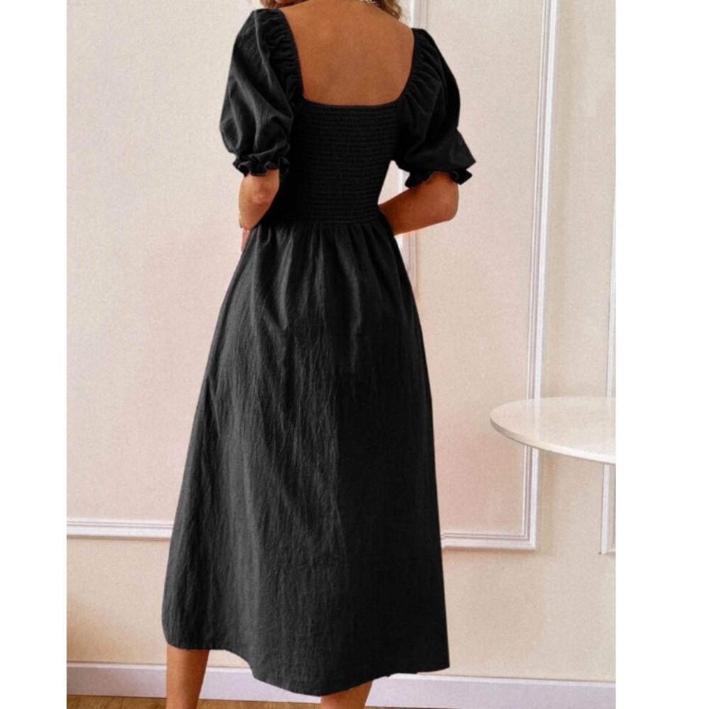 Shirred split hem A line dress - Picture 11 of 15